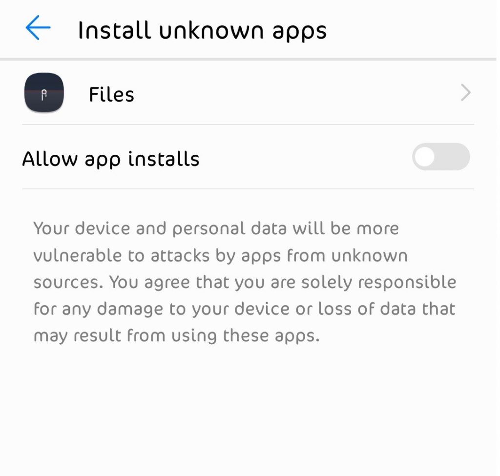 Enable Unknown Sources to Install Apps