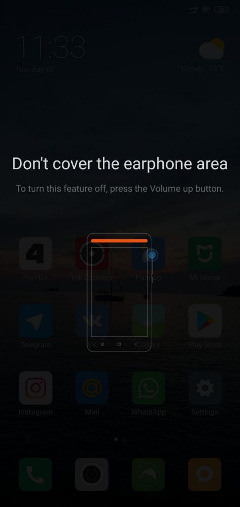 How to turn off “Don’t cover the earphone area” on Xiaomi?