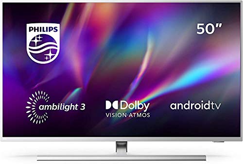 Philips 50PUS8505 / 12 Ambilight - TV, 50 inch Smart TV (4K UHD, P5 Perfect Picture Engine, Dolby Vision, Dolby Atmos, Voice Control, Android TV), Color plata claro (2020/2021 model)