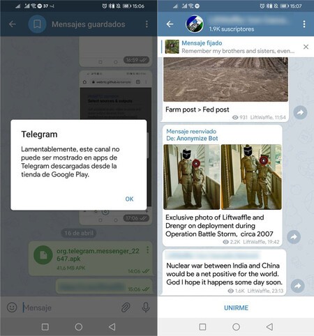 Six restrictions that Telegram can be skipped in its APK
