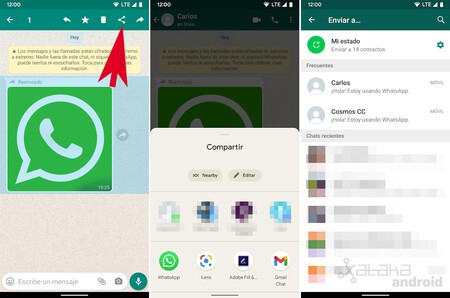 How to forward a WhatsApp message without it being labeled