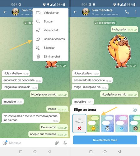 How to put a different theme to each Telegram chat